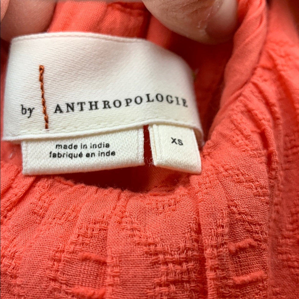 Anthropologie Coral Textured Tunic Swing Dress with Embroidered Straps size XS - Picture 9 of 13
